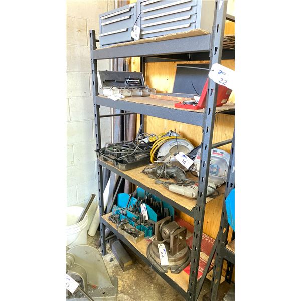 1 BLACK METAL STORGE RACK APPROX 6 FT H, 3.5 FT L, 1.5 FT W