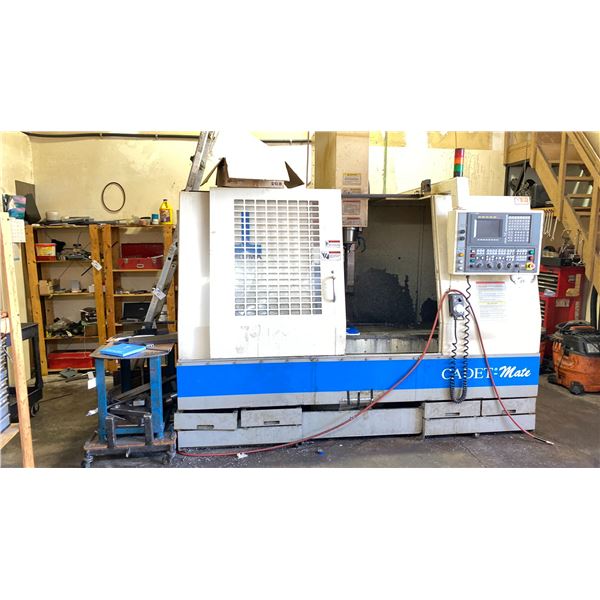 OKUMA CADET MATE PROGRAMABLE CNC MILLING MACHINE, OKUMA OSP700 M CONTROL PANEL WITH CART OF
