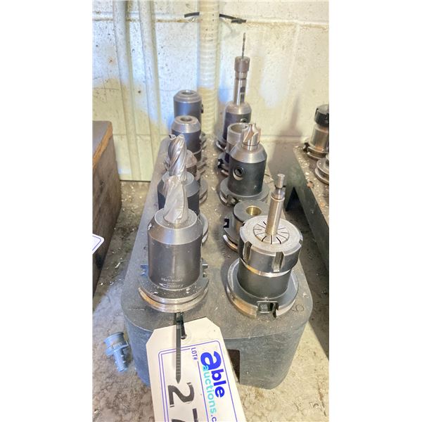 GROUP OF 10 TOOL HOLDERS WITH SOME ASSORTED  TOOLING BITS