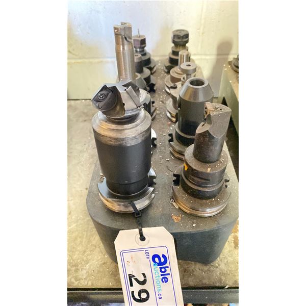 GROUP OF 10 TOOL HOLDERS WITH SOME ASSORTED  TOOLING BITS