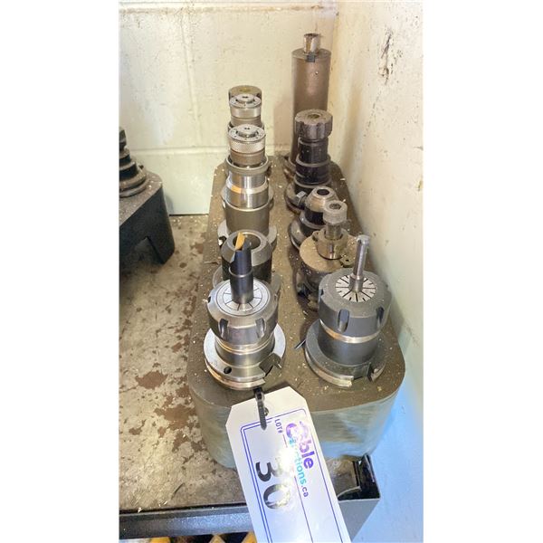 GROUP OF 10 TOOL HOLDERS WITH SOME ASSORTED  TOOLING BITS