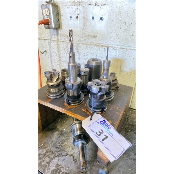 GROUP OF 10 TOOL HOLDERS WITH SOME ASSORTED TOOLING BITS