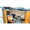 Image 2 : 1 WOODEN SHELF WITH ASSORTED SHOP ITEMS AND MISC TOOLS