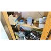 Image 3 : 1 WOODEN SHELF WITH ASSORTED SHOP ITEMS AND MISC TOOLS