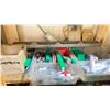 Image 5 : 1 WOODEN SHELF WITH ASSORTED SHOP ITEMS AND MISC TOOLS