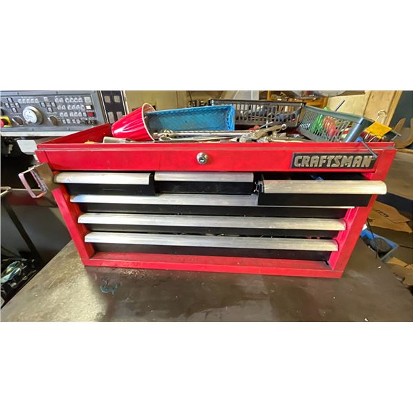 CRAFTSMAN 6 DRAWER TOOL BOX FILLED WITH ASSORTED TOOLS, FILES AND MORE
