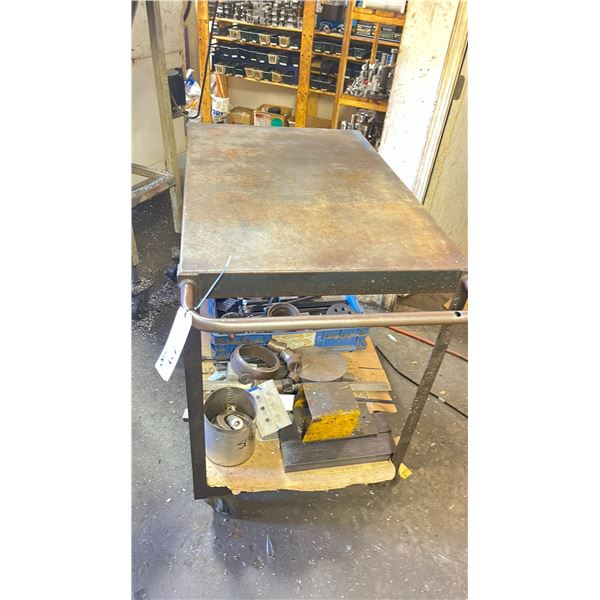 ROLLING METAL SHOP CART WITH ASSORTED TOOLS, DIES AND MORE