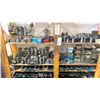 Image 3 : DOUBLE WOODEN SHELF UNIT FILLED WITH ASSORTED MACHINIST TOOLING PARTS AND ACCESSORIES FOR