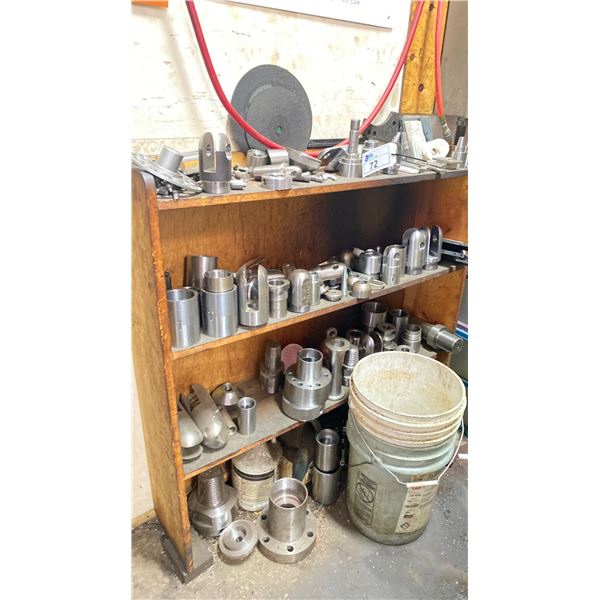 WOODEN SHELF WITH ASSORTED STAINLESS STEEL DEFAULT PARTS