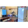 Image 2 : TWO SMALL COMPACT BAR FRIDGES TWO COFFEE MAKERS, TIME CLOCK PUNCH, MAGNIFYING LAMP AND MICROWAVE