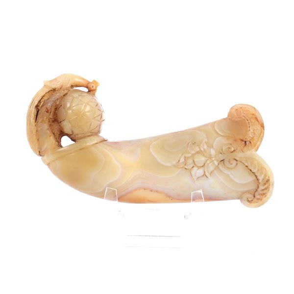 Indian Mughal Jade Peacock Dagger Handle