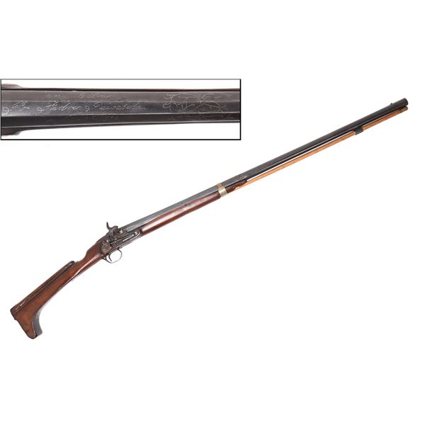 Catalan Stock Escopeta Percussion Rifle, Signed Pedro G. 1854