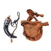 Image 1 : Fine Leather Pouch with Black & White Powder Horn