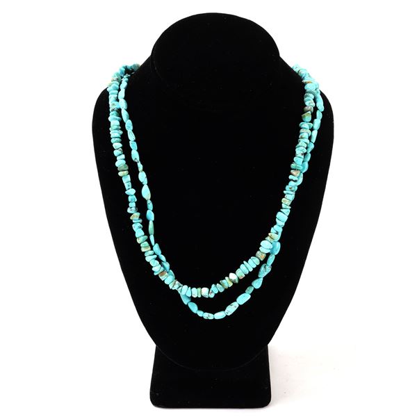 Dual Strand Raw Turquoise Necklace