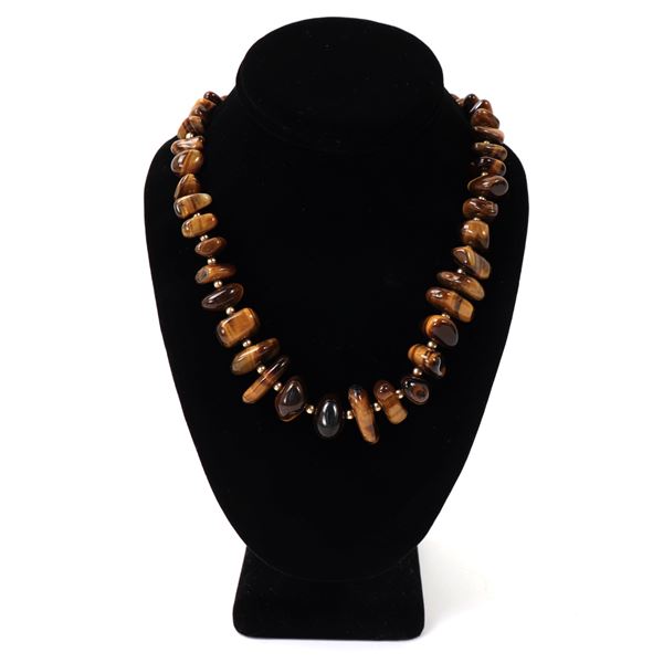 Stunning All Natural Tiger's Eye Beaded Necklace