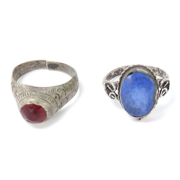 Two Fine Early Persian Silvered Rings