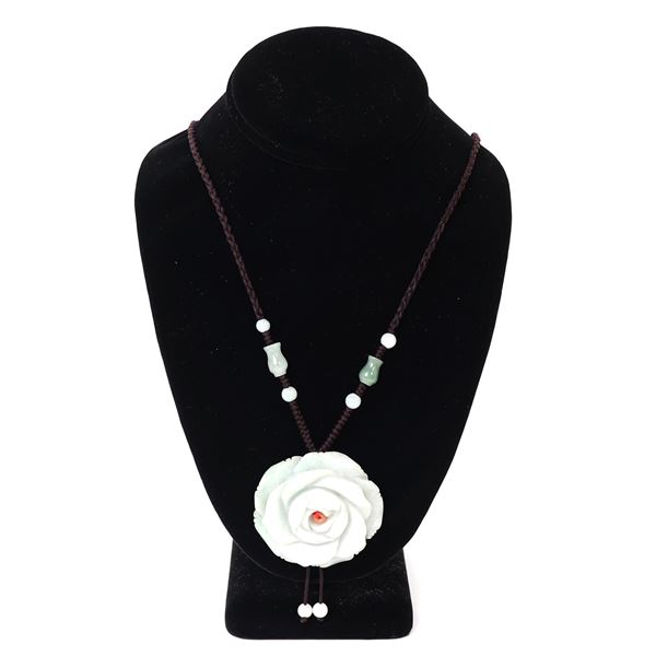 Gorgeous Jadeite Chinese Rose Necklace