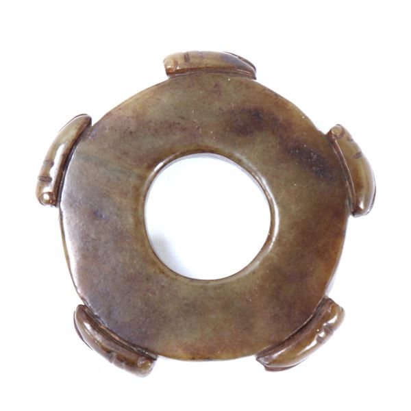 Chinese Jade Style Locust Bi-Disc