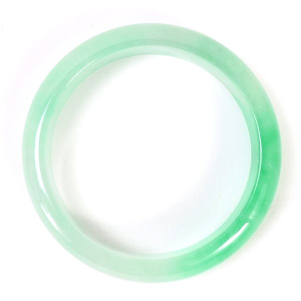 Stunning Chinese Green & White Jade Bangle