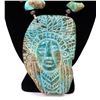 Image 4 : Large Turquoise Native American Necklace with Sterling Silver