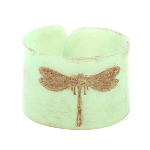 Gorgeous Unique Green Clay Bracelet, Dragonfly