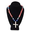 Image 1 : Guatemalan Silver Cross & Coral Bead Necklace