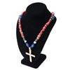 Image 2 : Guatemalan Silver Cross & Coral Bead Necklace