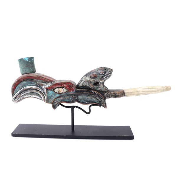 1920's Pacific NW Coast Smoking Pipe on Stand