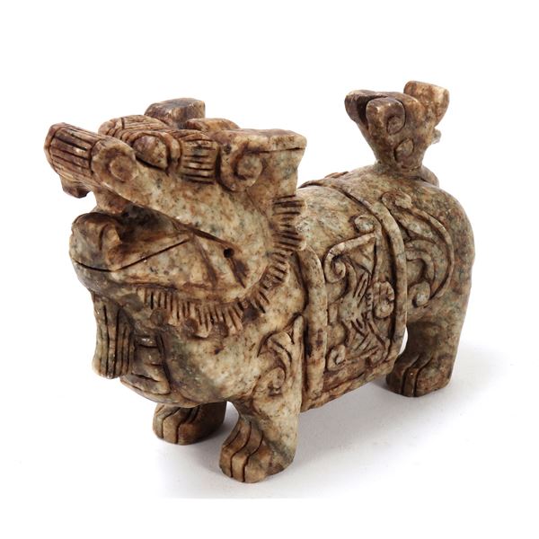 Chinese Soapstone Carved Foo Dog Figure