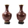 Image 1 : Gorgeous Pair of Red Chinese Cloisonne Vases