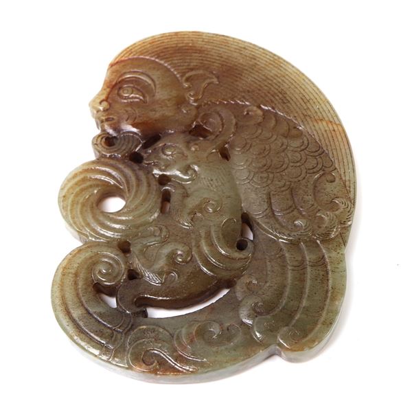 Chinese Hardstone Archaistic Beast Carving
