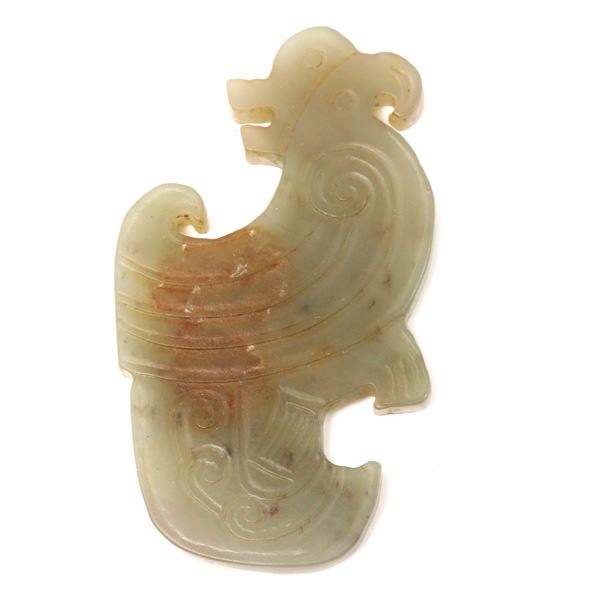 Chinese Jade Style Archaistic Bird Pendant