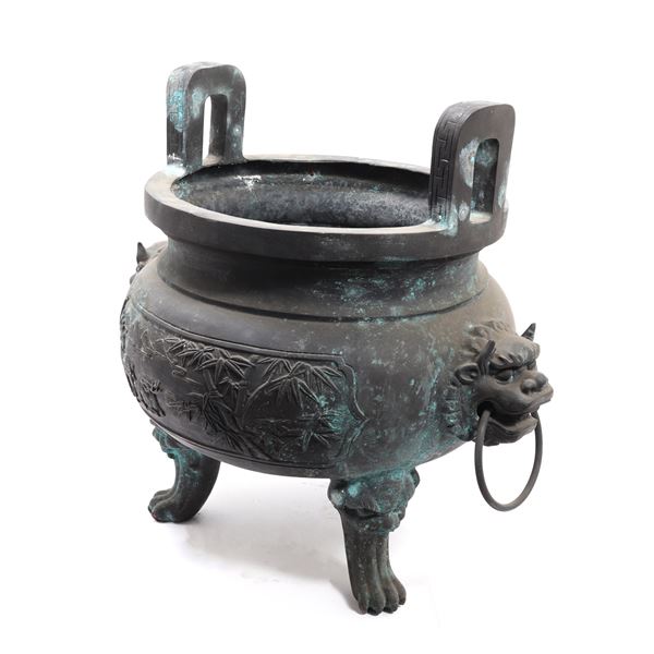 Massive Chinese Bronze Tripod Cauldron