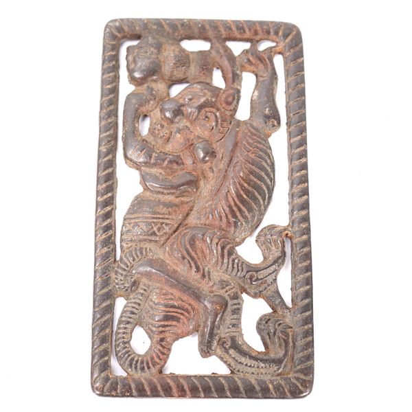 Bronze Chinese Plaque, Rider on Tiger