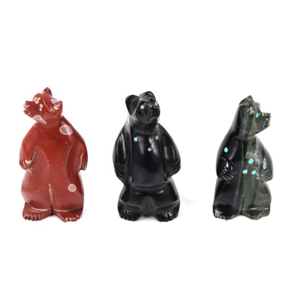 Three Zuni Fetish Carved Bears