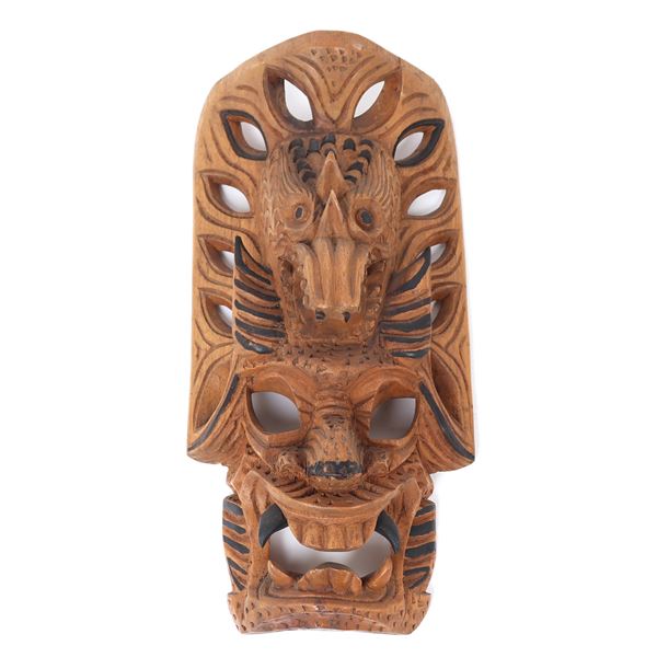 Vintage Ifugao Hand Carved Wood Dragon Mask