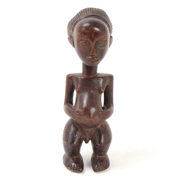 Luba Carved Wood Female Ancestor Figure
