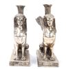 Image 2 : Pair of Silvered Sphynx Candlesticks