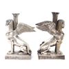 Image 3 : Pair of Silvered Sphynx Candlesticks