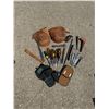 Image 1 : LEATHER KNEEPADS, CHISELS, AND MISCELLANEOUS TOOLS