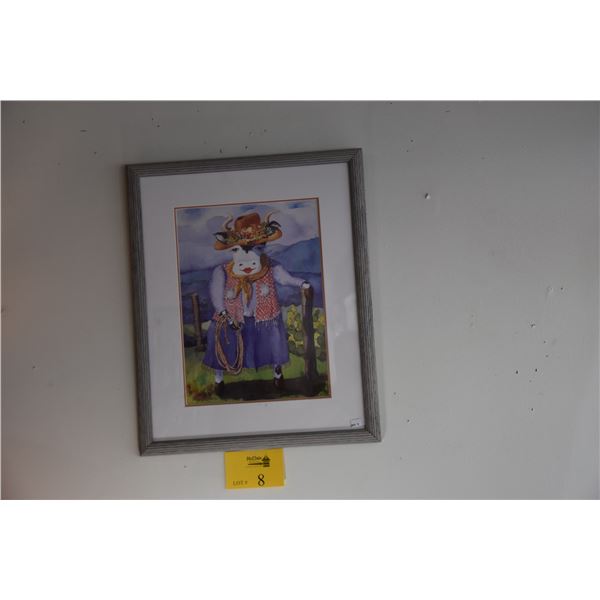 FRAMED PEGGY CHUN PRINT, "COWGIRL"; SIGNED (17 1/2" X 21 1/2")