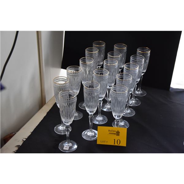 WATERFORD MARQUIS HANOVER GOLD CRYSTAL FLUTED CHAMPAGNE GLASSES (16 PCS)