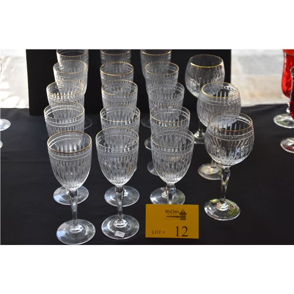 WATERFORD MARQUIS HANVOVER GOLD RED WINE GLASSES & BALLON GLASSES (18 PCS)