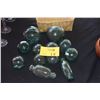 Image 1 : COLLECTION OF GLASS FISHING FLOATS; SIGNED (12 PCS) (DOES NOT INCLUDE BASKET)