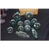 Image 2 : COLLECTION OF GLASS FISHING FLOATS; SIGNED (12 PCS) (DOES NOT INCLUDE BASKET)
