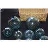 Image 3 : COLLECTION OF GLASS FISHING FLOATS; SIGNED (12 PCS) (DOES NOT INCLUDE BASKET)