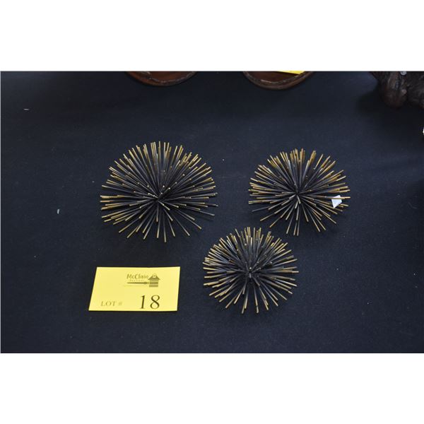 SEA URCHIN METAL WALL HANGINGS (3 PCS)