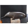 Image 6 : VINTAGE IRON WOOD WHALE SCULPTURE (17") (DOES NOT INCLUDE STAND)