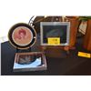 Image 1 : PRINCESS KAIULANI COLLECTOR PLATE, FRAMED VINTAGE ETCHED GLASS ART W/BIRD OF PARADISE & SHELL W/KOA 