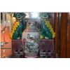 Image 3 : PAIR CHINESE PORCELAIN FOO DOGS & CHINESE FAMILLE ROSE PORCELAIN VASE (8" - 9 3/4") (3 PCS)